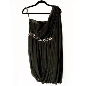 bebe One Shoulder Greek Sleeve Bubble Party Dress